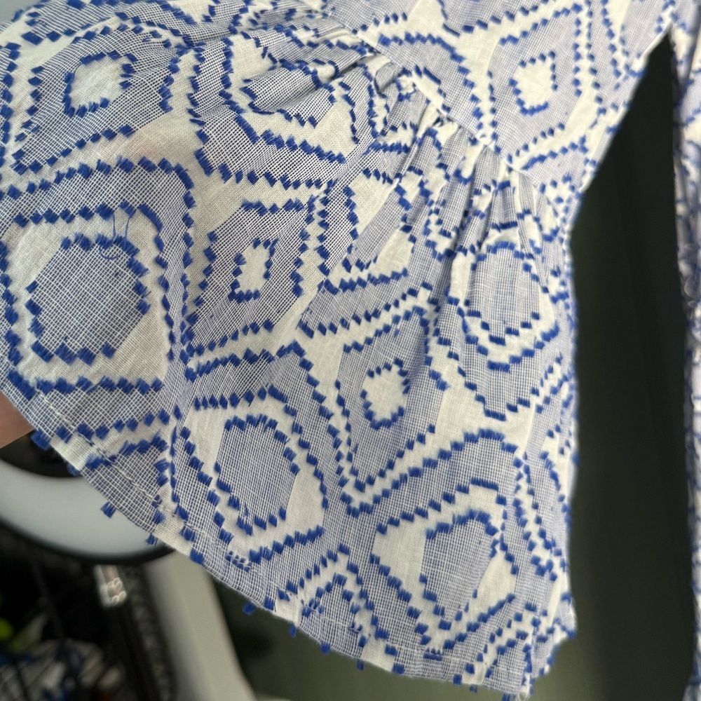 Tommy Bahama Jacquard Blue & White Tiered Mini Swim Coverup Dress Women S - Picture 4 of 7